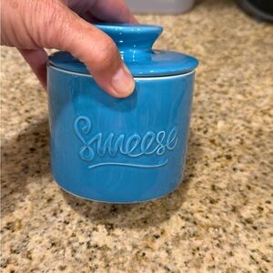 Sweeze Blue Ceramic Butter keeper Crock